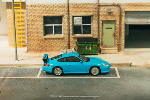 Tarmac Works X iXO Models 1/64 Porsche 911 GT3 (type 996) Light Blue - GLOBAL64