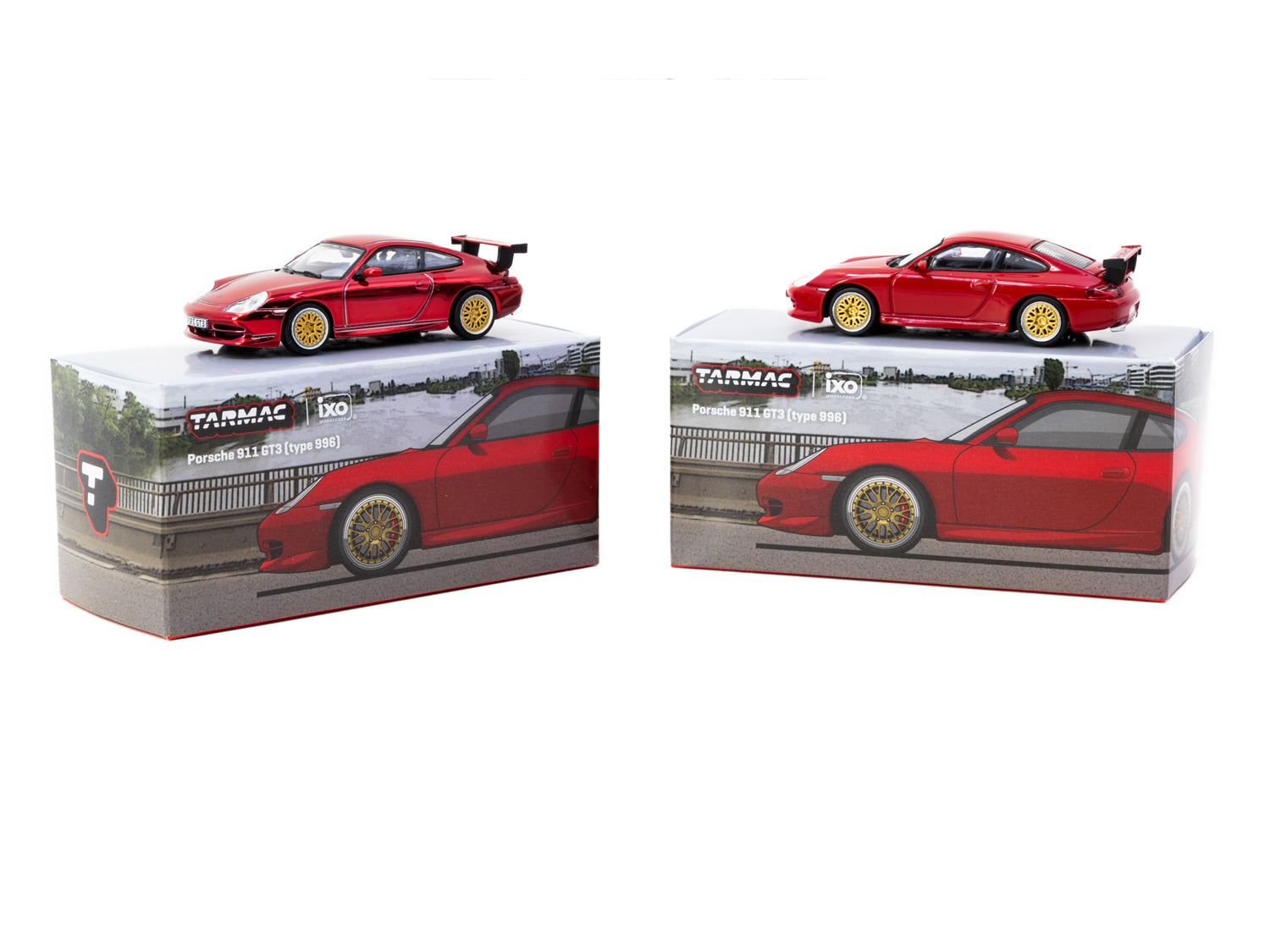 1/64 Porsche 911 GT3 (type 996) Red - Tarmac Works X iXO Models GLOBAL64