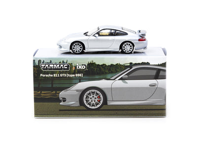 1/64 Porsche 911 GT3 (type 996) Silver - Tarmac Works X iXO Models GLOBAL64