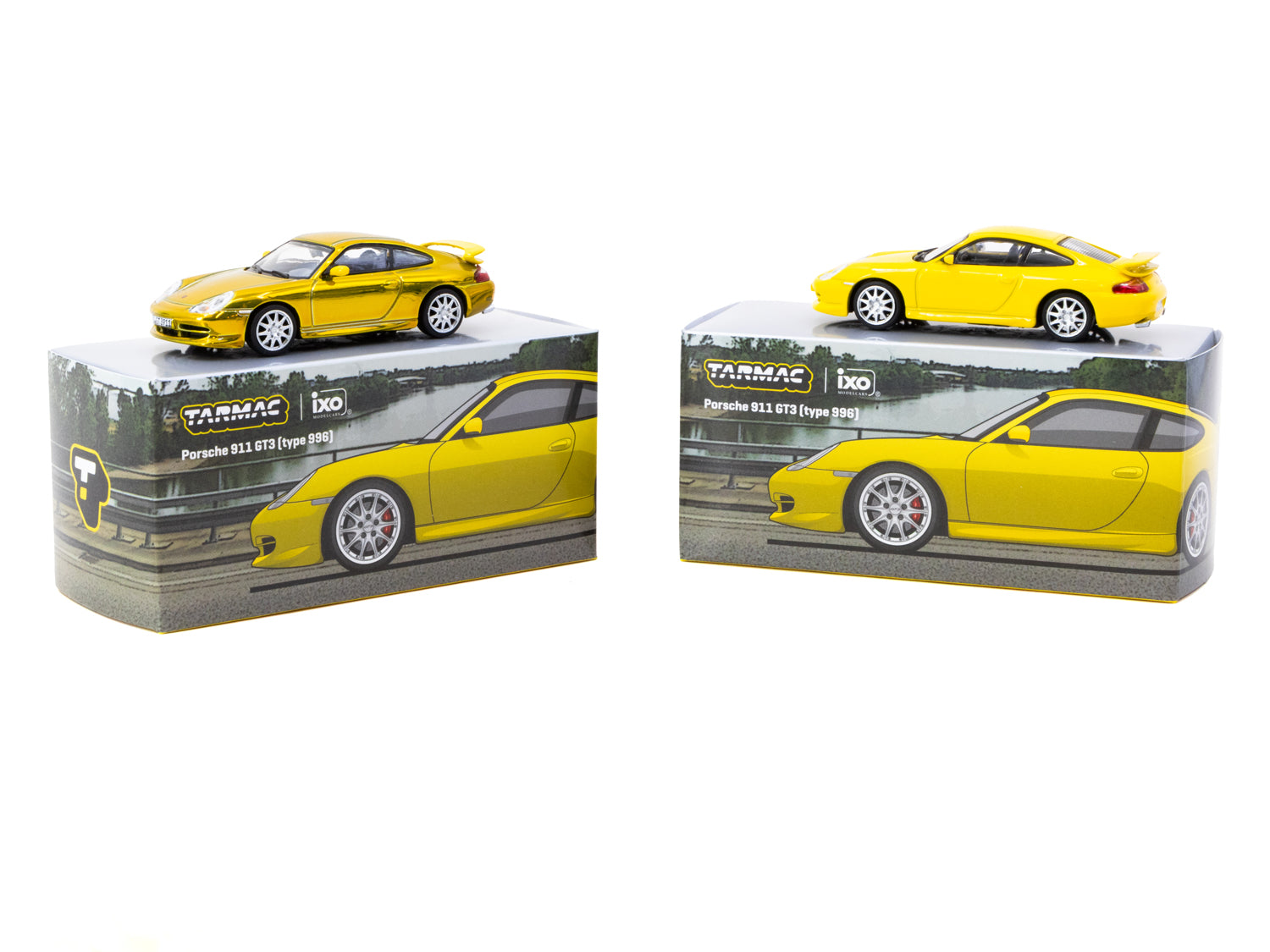 1/64 Porsche 911 GT3 (type 996) Yellow - Tarmac Works X iXO Models GLO