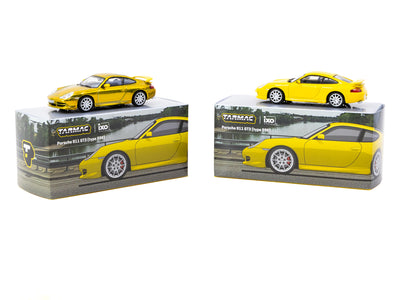 1/64 Porsche 911 GT3 (type 996) Yellow - Tarmac Works X iXO Models GLOBAL64