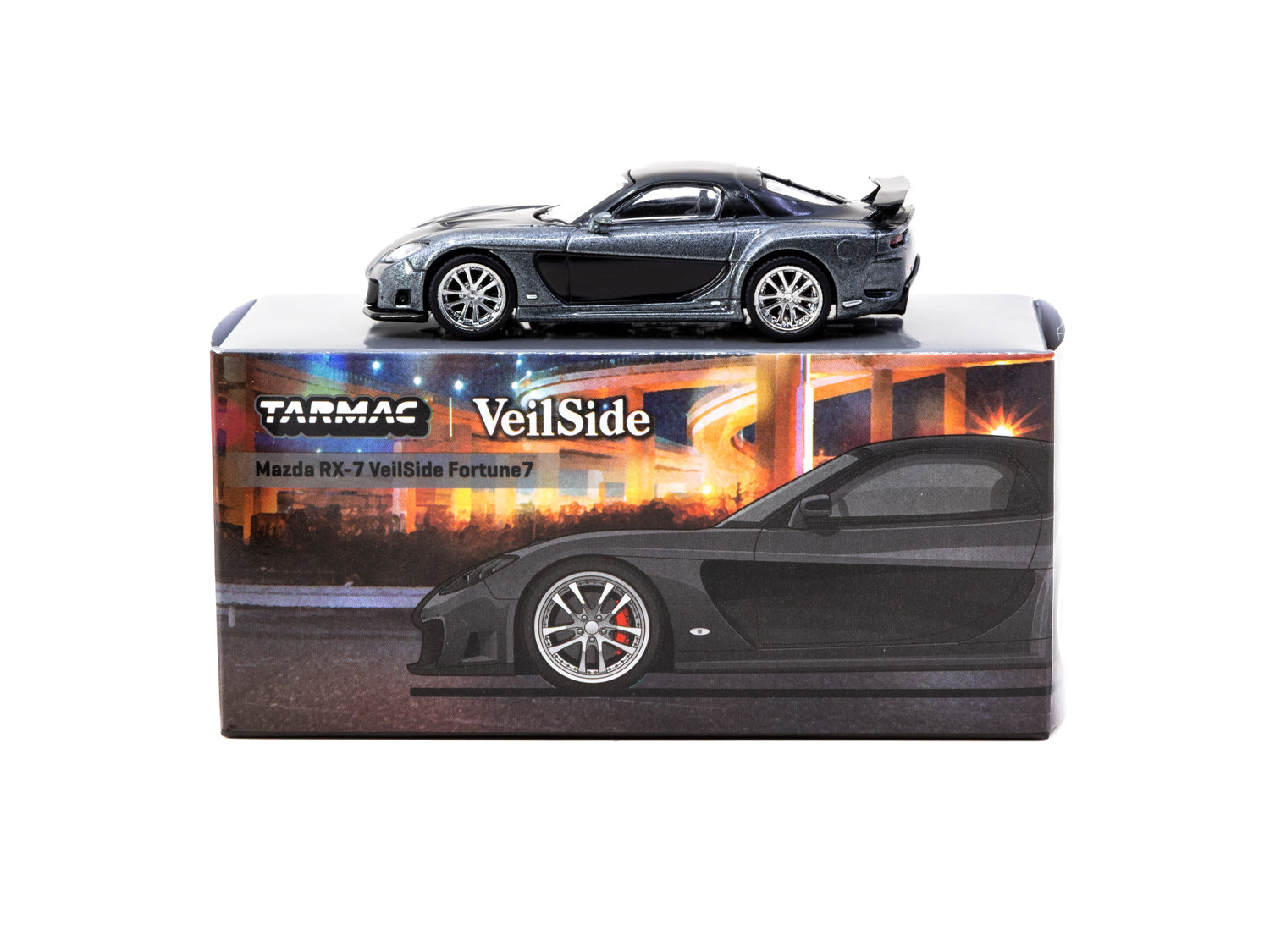 1/64 Mazda RX-7 VeilSide Fortune7 Grey Metallic / Black - Tarmac Works