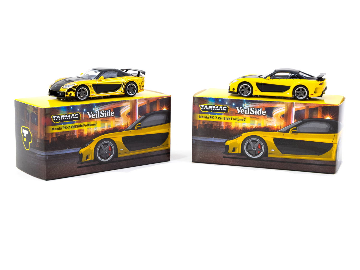 1/64 Mazda RX-7 VeilSide Fortune7 Yellow / Black - Tarmac Works GLOBAL