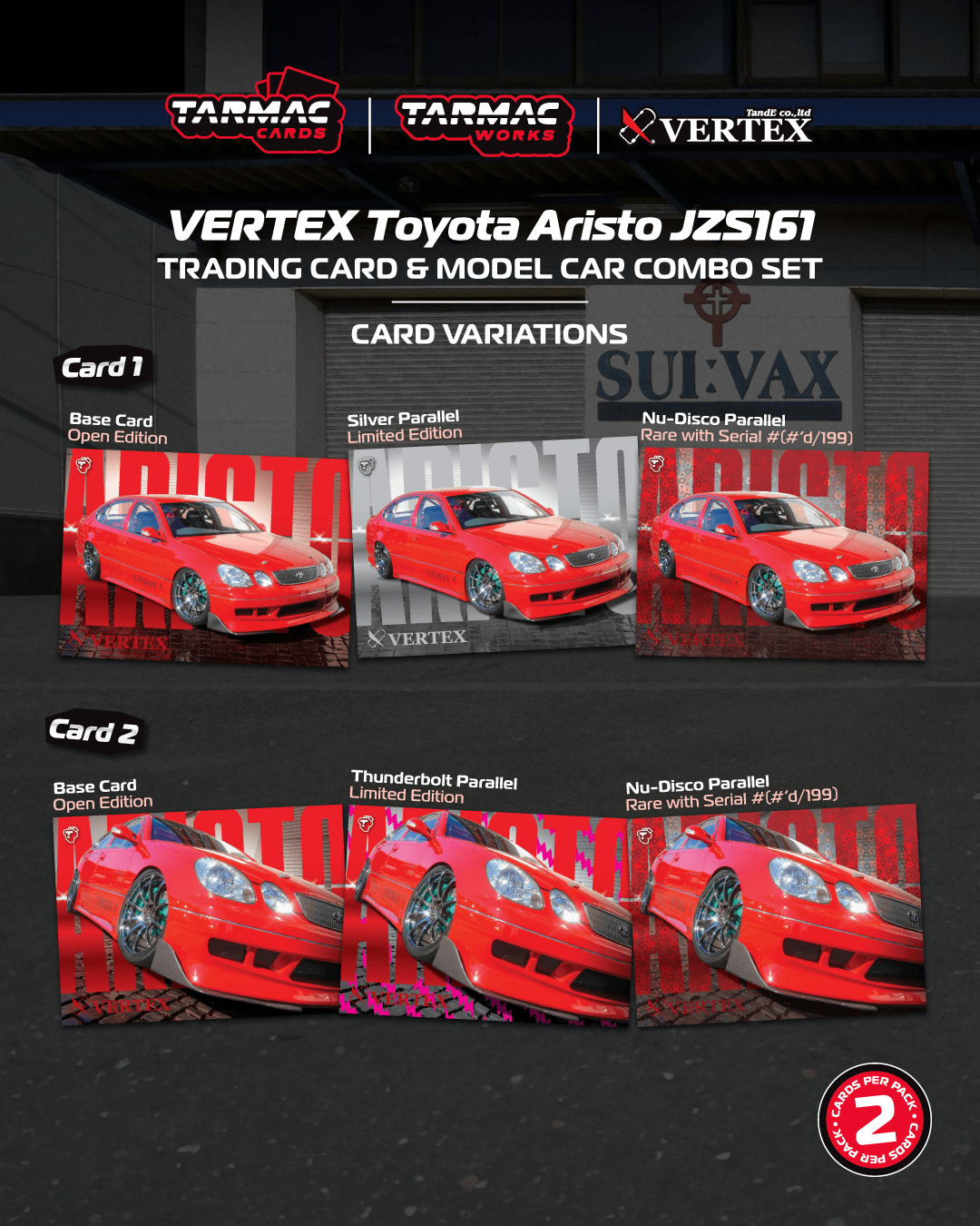 1/64 VERTEX Toyota Aristo JZS161 Red with Tarmac Cards - Tarmac Works GLOBAL64