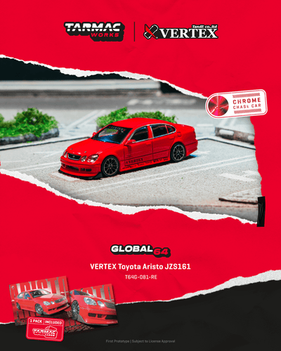 1/64 VERTEX Toyota Aristo JZS161 Red with Tarmac Cards - Tarmac Works GLOBAL64