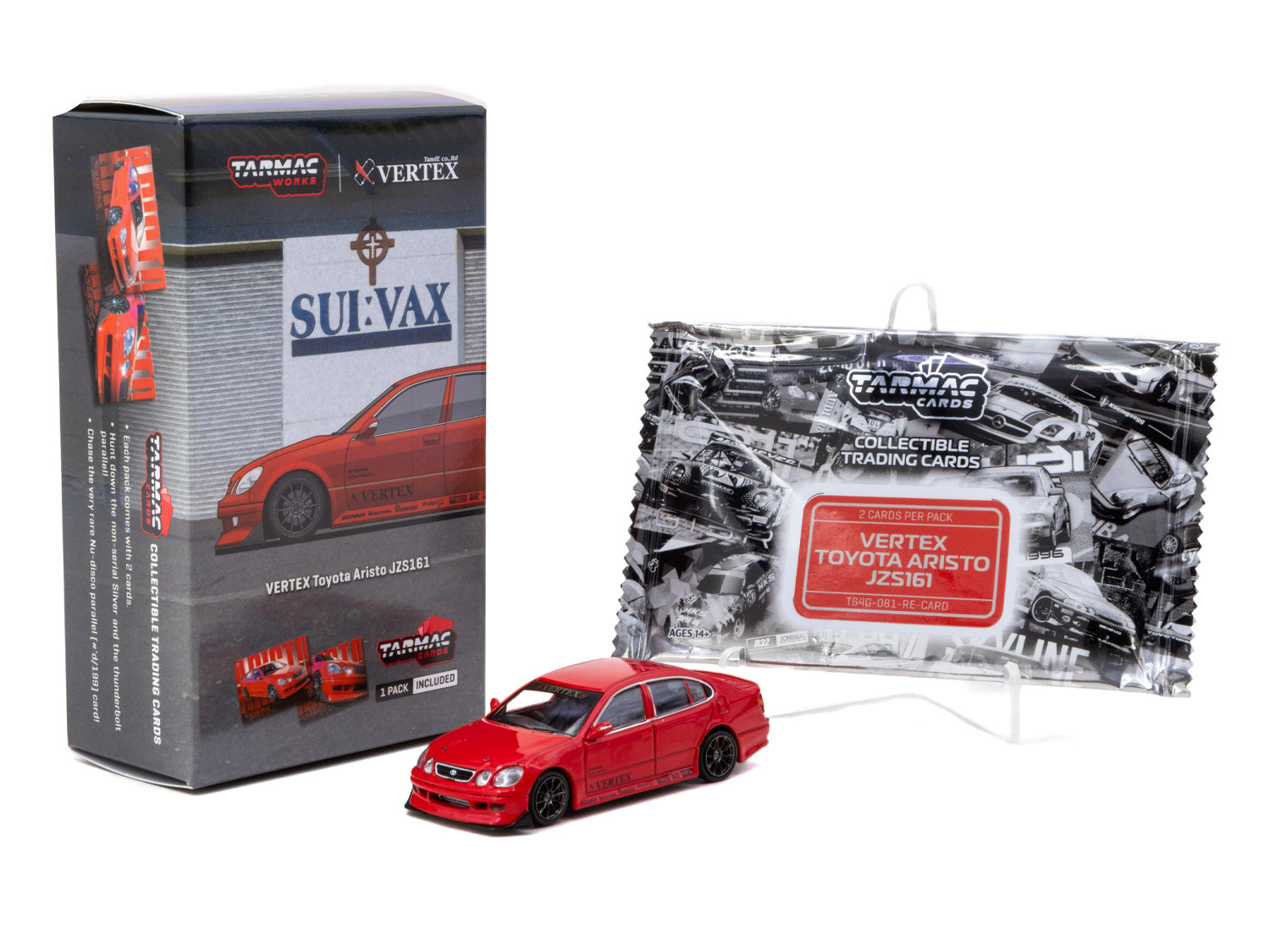 1/64 VERTEX Toyota Aristo JZS161 Red with Tarmac Cards - Tarmac Works GLOBAL64