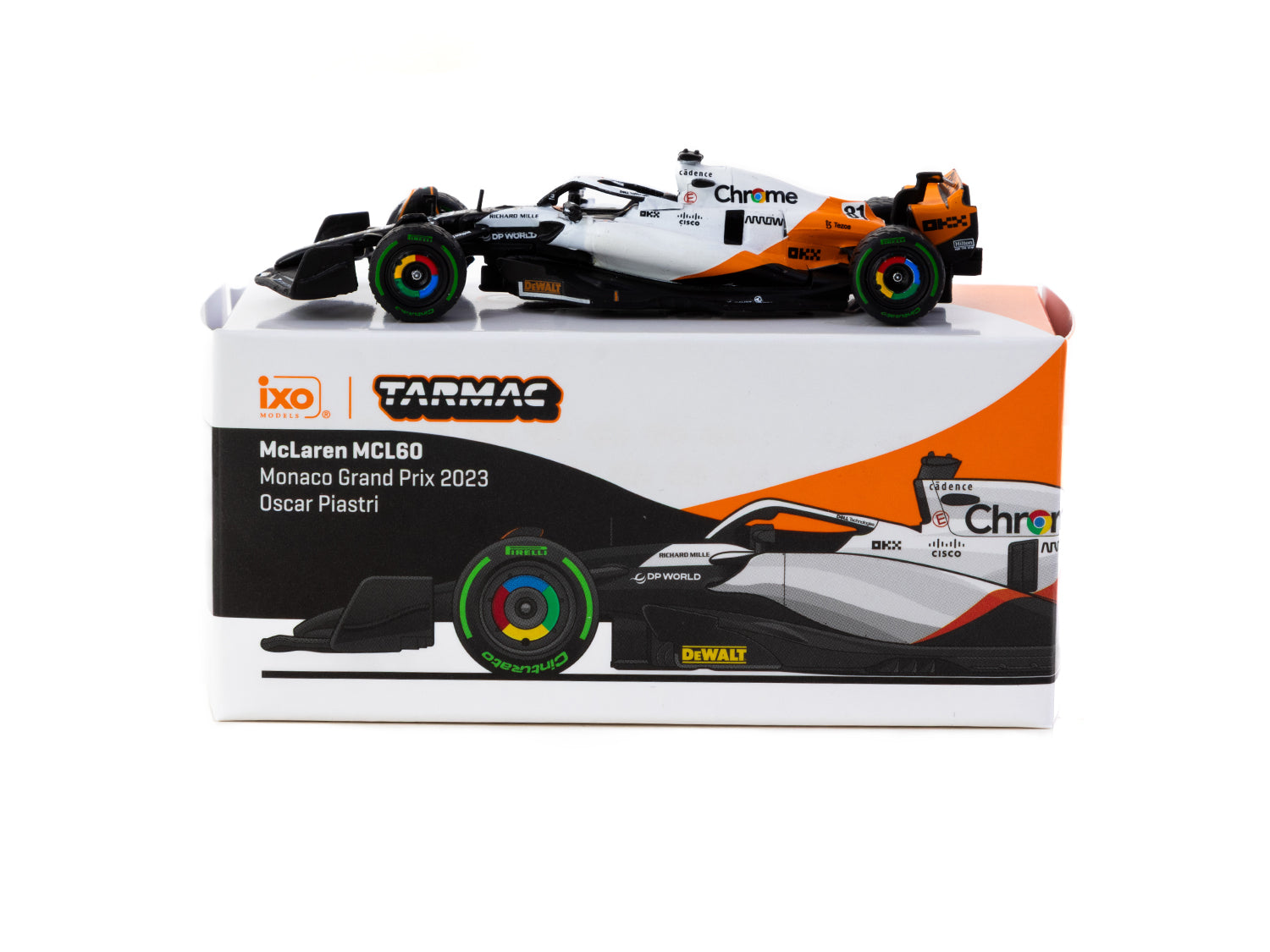 1/64 McLaren MCL60 Monaco Grand Prix 2023 Oscar Piastri - Tarmac Works X iXO Models GLOBAL64