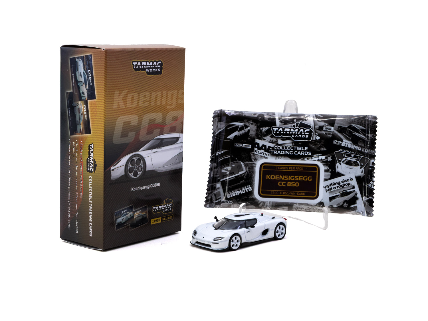 1/64 Koenigsegg CC850 White with Tarmac Cards Combo Set - Tarmac Works GLOBAL64