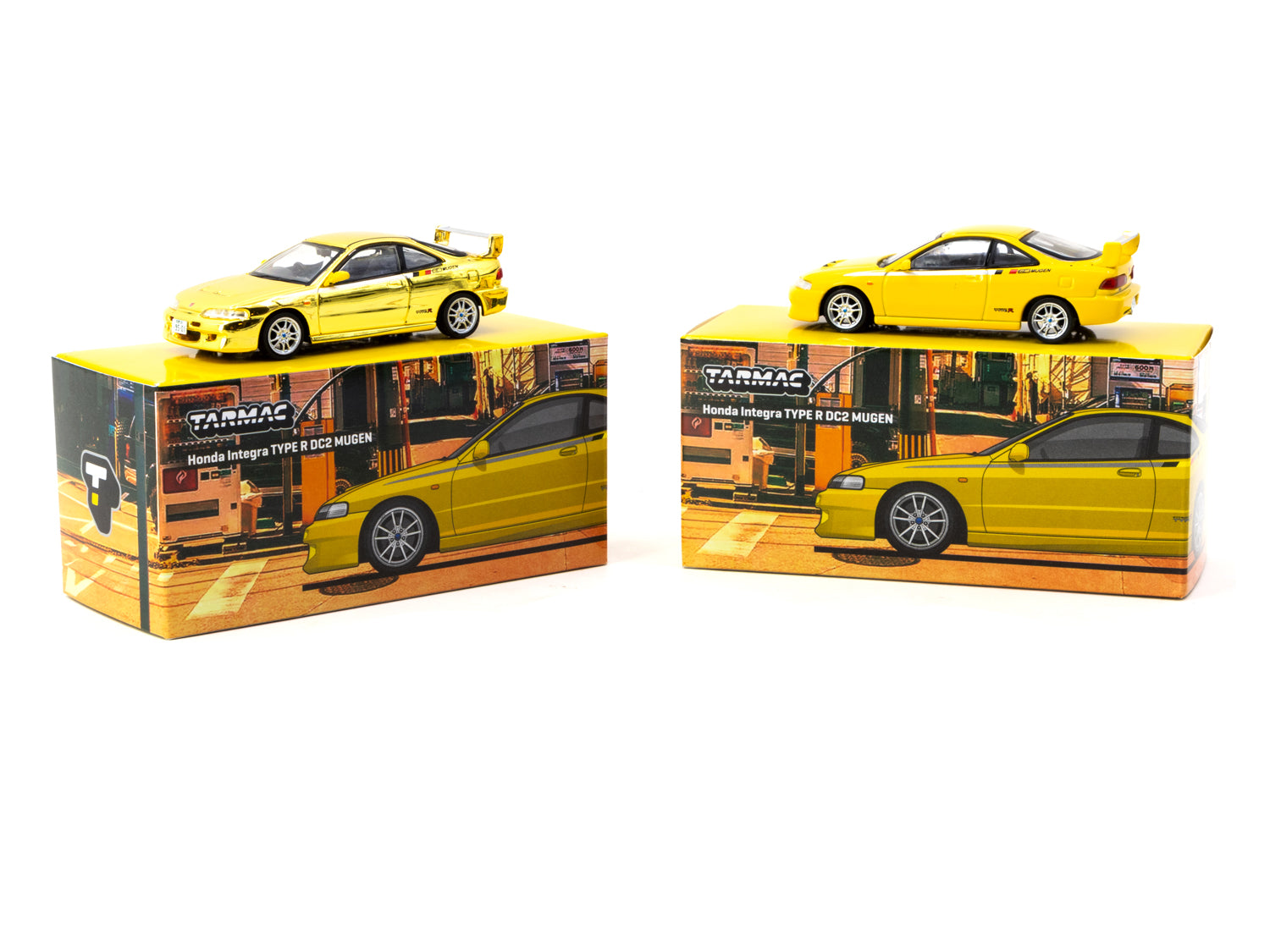 1/64 Mugen ホンダ Integra TYPER DC2風 関村 改 1/64 Honda Integra TYPE R DC2 MUGEN Sunlight Yellow - Tarmac Works GLO