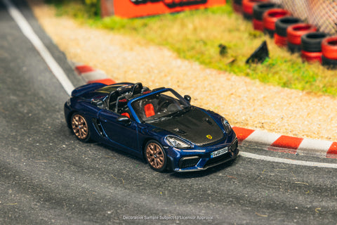 MINICHAMPS X Tarmac Works 1/64 Porsche 718 Spyder RS Gentian Blue Metallic - Art of Speed Malaysia Special Edition - COLLAB64