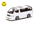 Tarmac Works 1/64 Toyota Hiace Wagon Custom White - HK Toy Car Salon Special Edition - HOBBY64