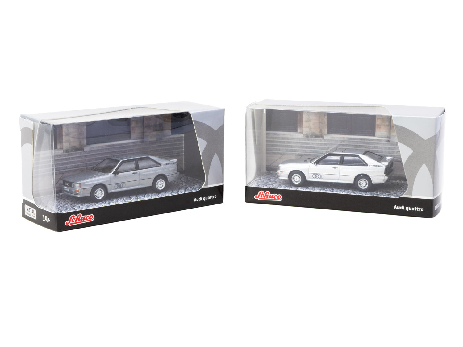 1/64 Audi Quattro Silver - Schuco X Tarmac Works COLLAB64