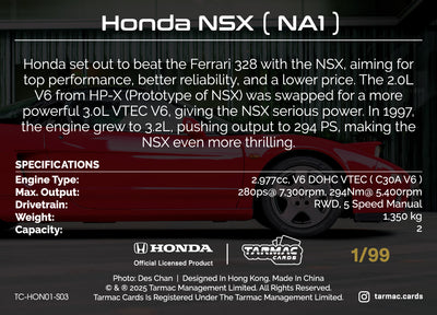 Honda Collection Vol.01 - NSX Special Parallel - Honda NSX (NA1) (Hanabi/99) - Tarmac Cards