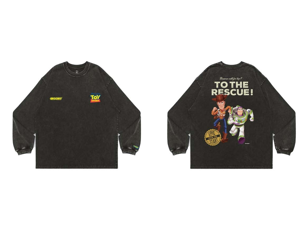 Washed “To The Rescue” Long Tops - Tarmac Works x Grocery x Toy Story