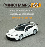 Minichamps 1/64 Porsche 911 (992) GT3 Carrera White Metallic