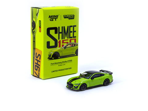 MiniGT X Tarmac Works 1/64 Ford Mustang Shelby GT500 Grabber Lime SHMEE150 - COLLAB64
