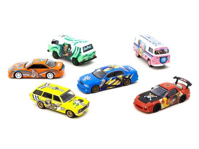 Model Car Collection VOL.1 - 6 Cars Set with Volkswagen Type II (T2) Panel Van Special Edition - Tarmac Works x One Piece COLLAB64