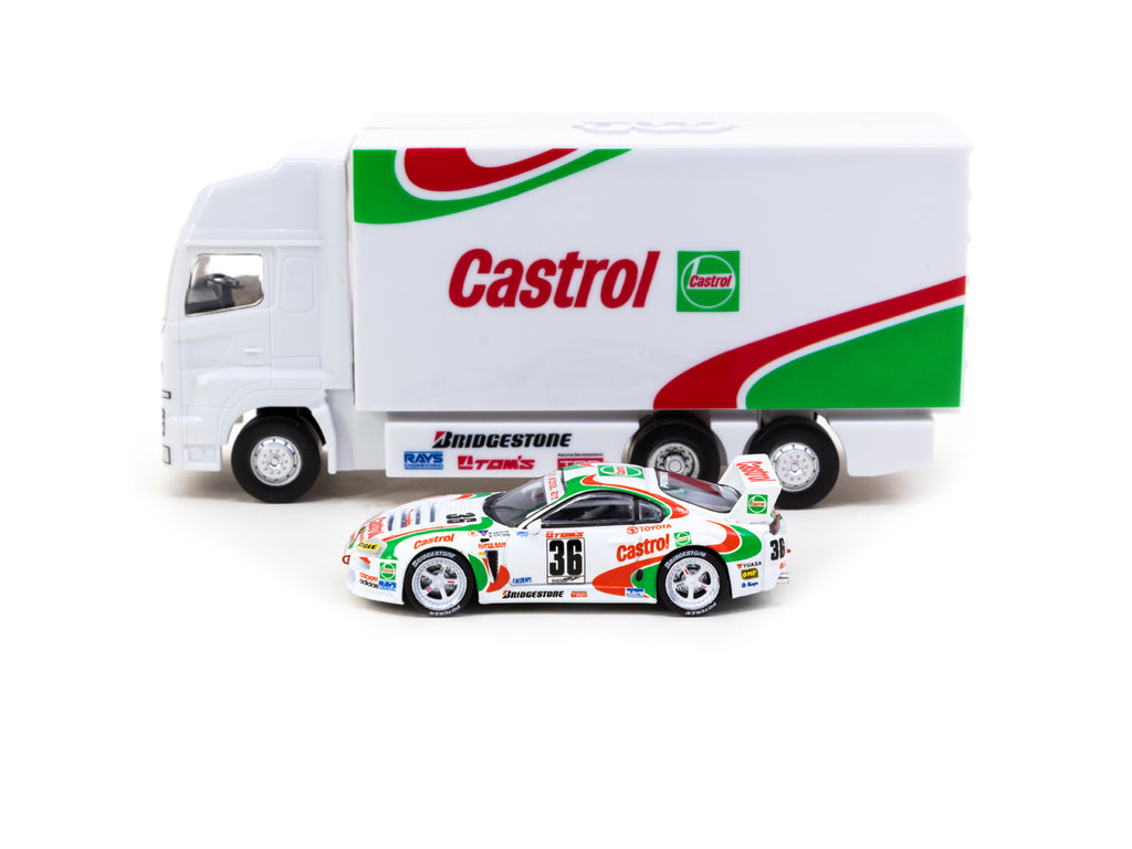 Tarmac Works 1/64 Toyota Supra GT  JGTC 1995 #36 with Plastic Truck Packaging - HOBBY64