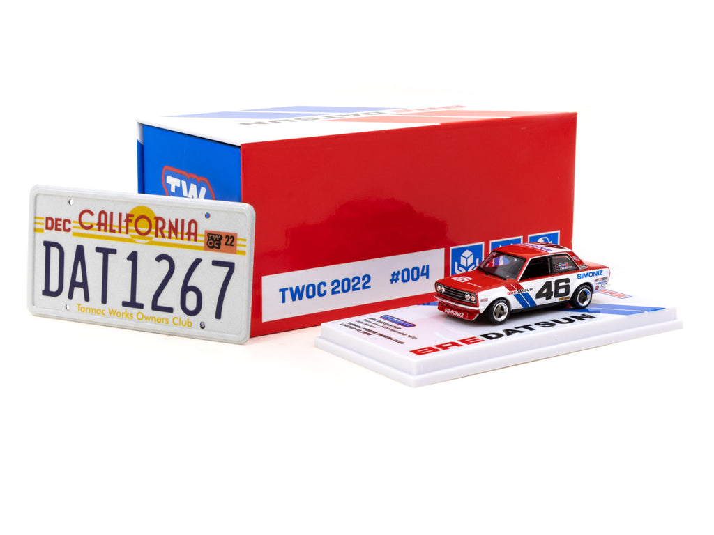 Tarmac Works 1/64 BRE Datsun 510 Trans-Am 2.5 Championship 1972 #46 - TWOC 2022-23 Membership Car - HOBBY64