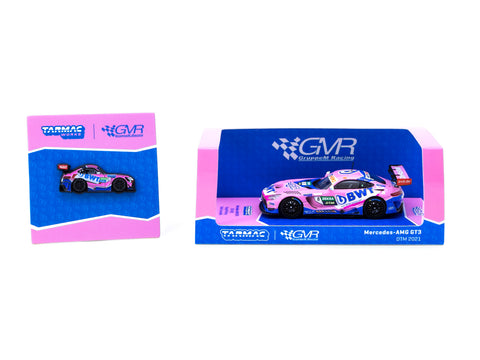 Tarmac Works 1/64 Mercedes-AMG GT3 Evo 2020 DTM 2021 GruppeM Racing #08 & Tarmac Works X Leen Customs Lapel Pin - HOBBY64