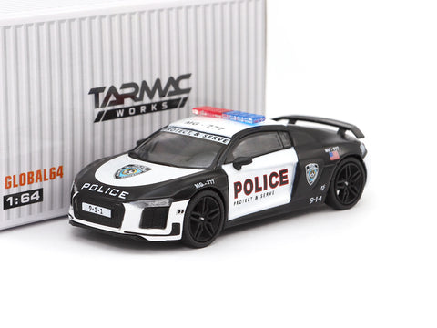 Tarmac Works GLOBAL64 1/64 Audi R8 V10 Plus Police "Protect & Serve"