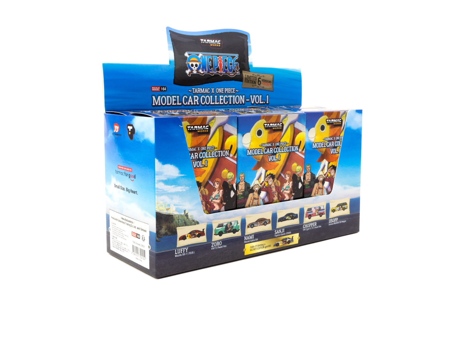 Model Car Collection VOL.1 - 6 Cars Set -Tarmac Works x One Piece COLL
