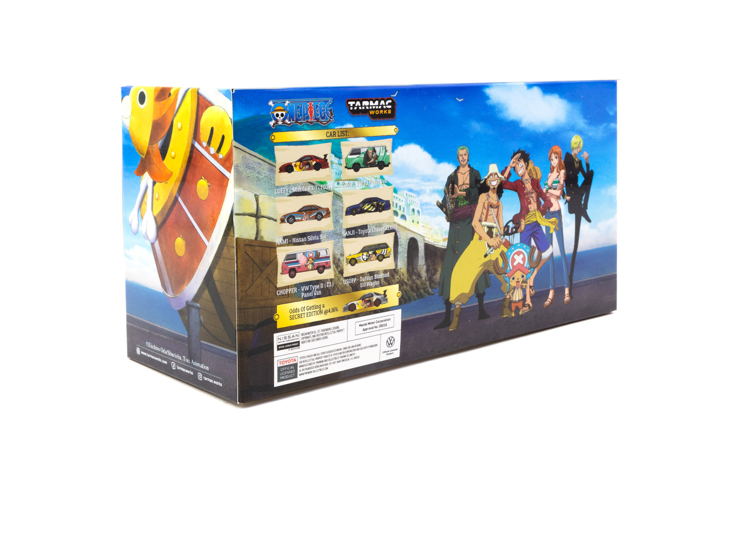 Model Car Collection VOL.1 - 6 Cars Set -Tarmac Works x One Piece COLL