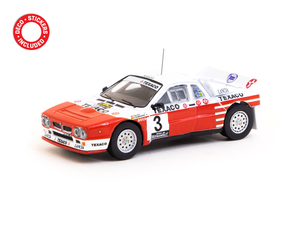 Tarmac Works 1/64 Lancia 037 Rally Rally Van Haspengouw 1985 #3 Winner - HOBBY64+